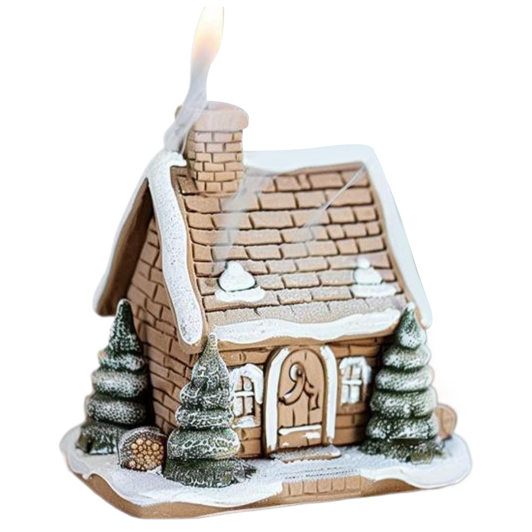 Xweptuy Incense Burner Resin Log Cabin Incense Cone Burner Creative Cone Holder for Christmas Decor Indoor Home Use