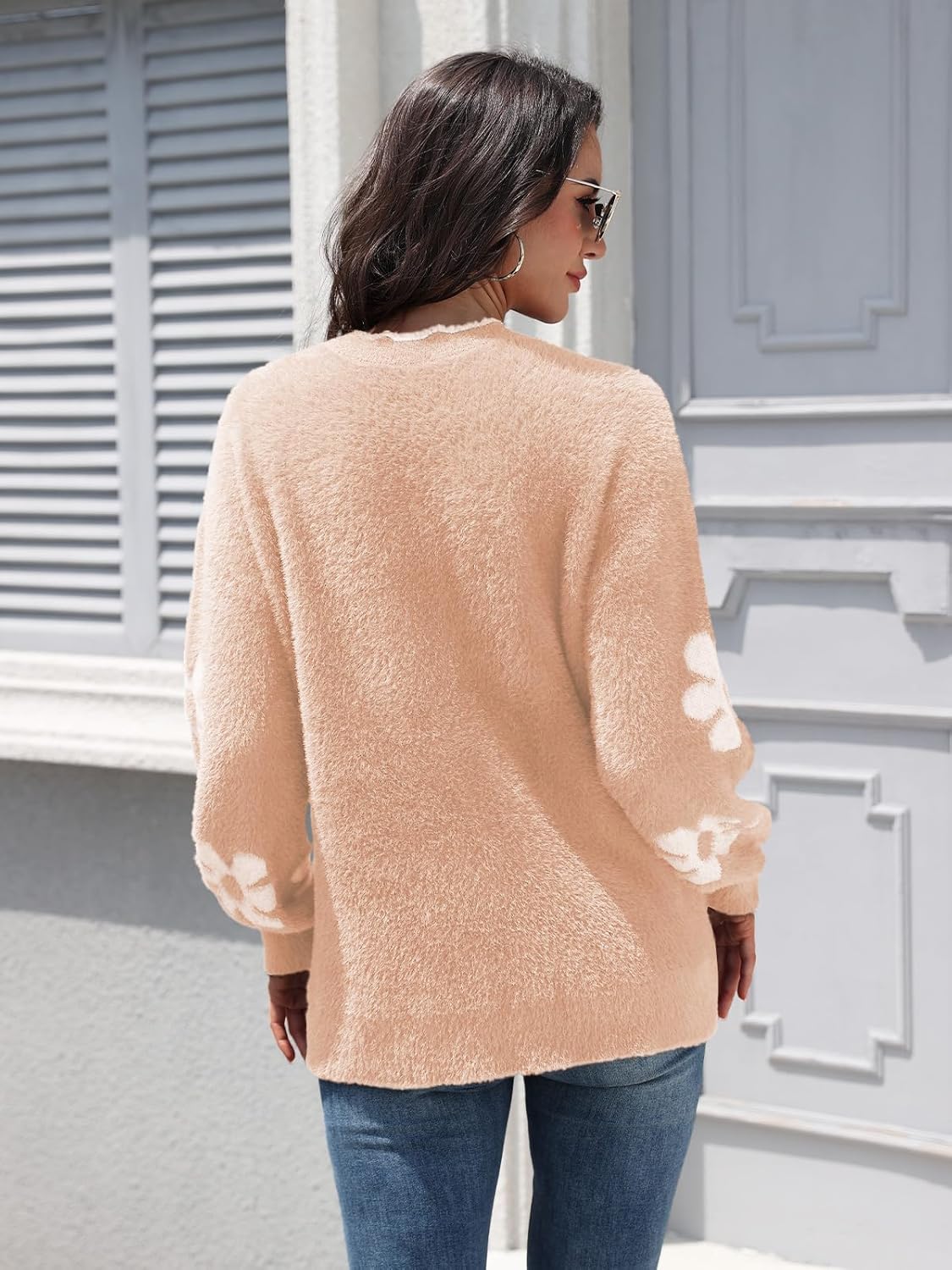 Women's Oversized Fuzzy Sweaters Long Sleeve Crew Neck Knit Soft Pullover Chunky Casual Fall Loose Jumper Top - Image 9