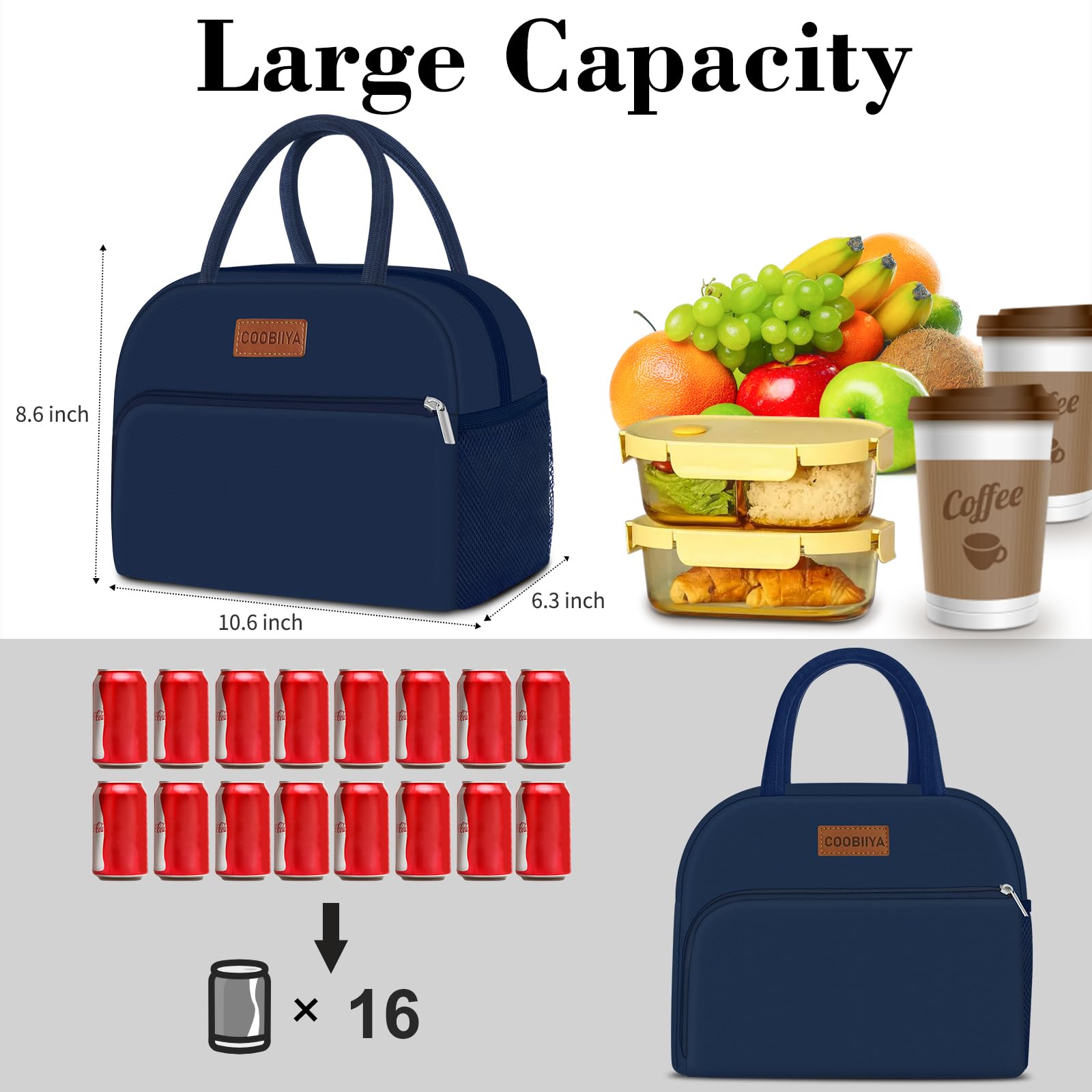 Borsa Frigo Isotermica Per Pranzo: Leggera, Con Tasca Porta Cellulare E Bottiglia, Per Uomini E Donne (Baby Blu)