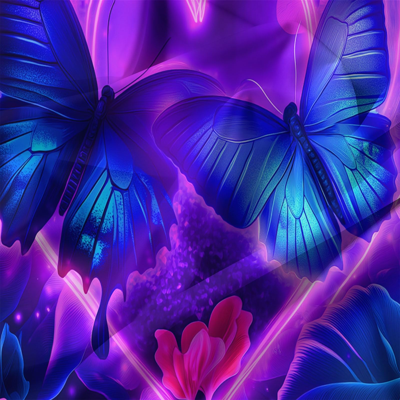Zestaw pościeli King Size Fantasy Rose Butterfly poszewka na kołdrę, niebiesko-fioletowa poszewka na kołdrę dla dzieci nastolatków chłopców dziewcząt i mężczyzn, nowoczesna dekoracja sypialni (3 szt.)