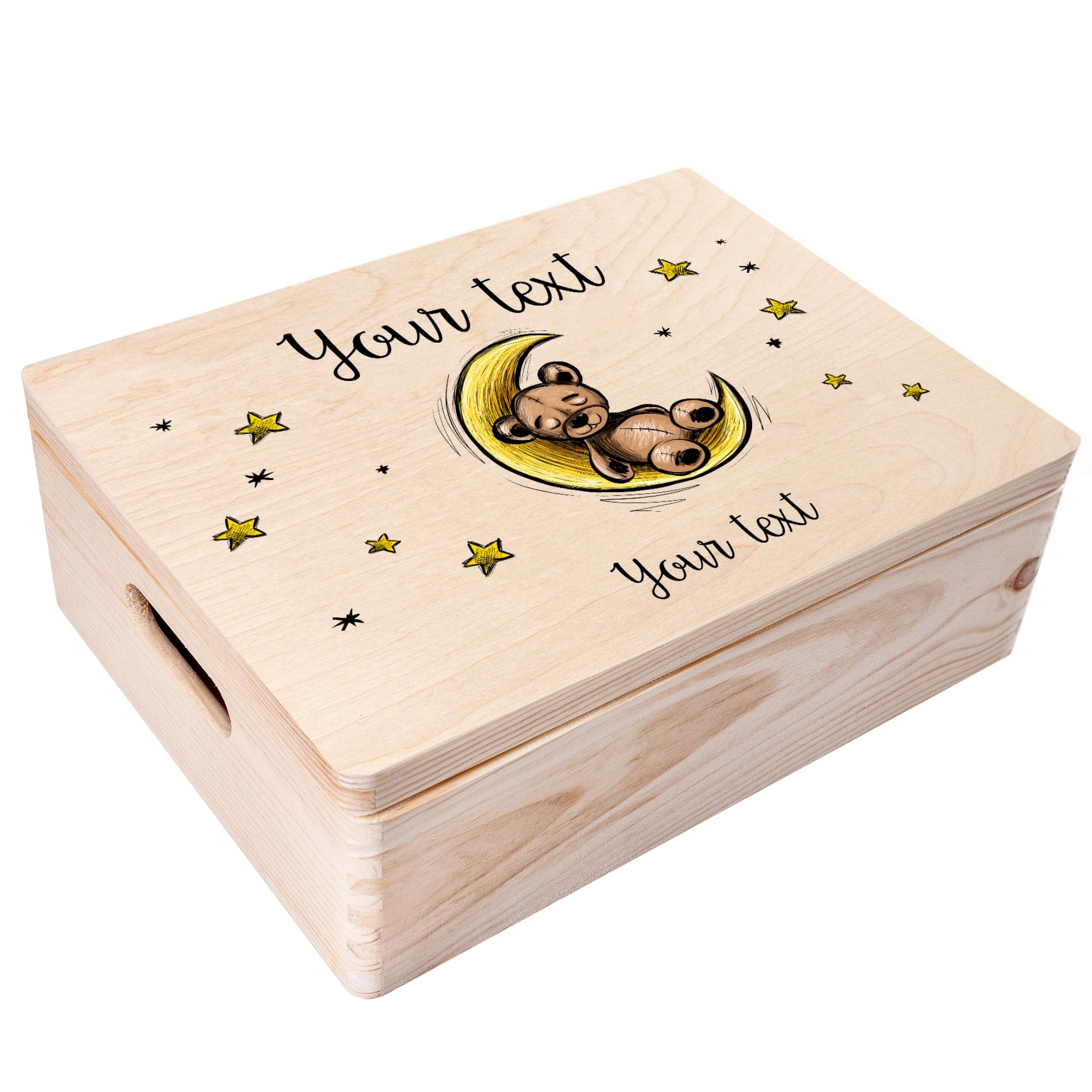 Creative Deco Personalised Baby Memory Box | Custom Keepsake Boxes | Unique Gift for Newborn Boy or Girl | Customised Wooden Storage Box with Hinged Lid | UV Print