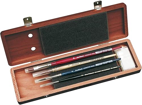 da Vinci Watercolor Series 5280 Deluxe - Juego de pinceles de pintura, cabello natural y sintético con caja de almacenamiento de caoba y jabón de