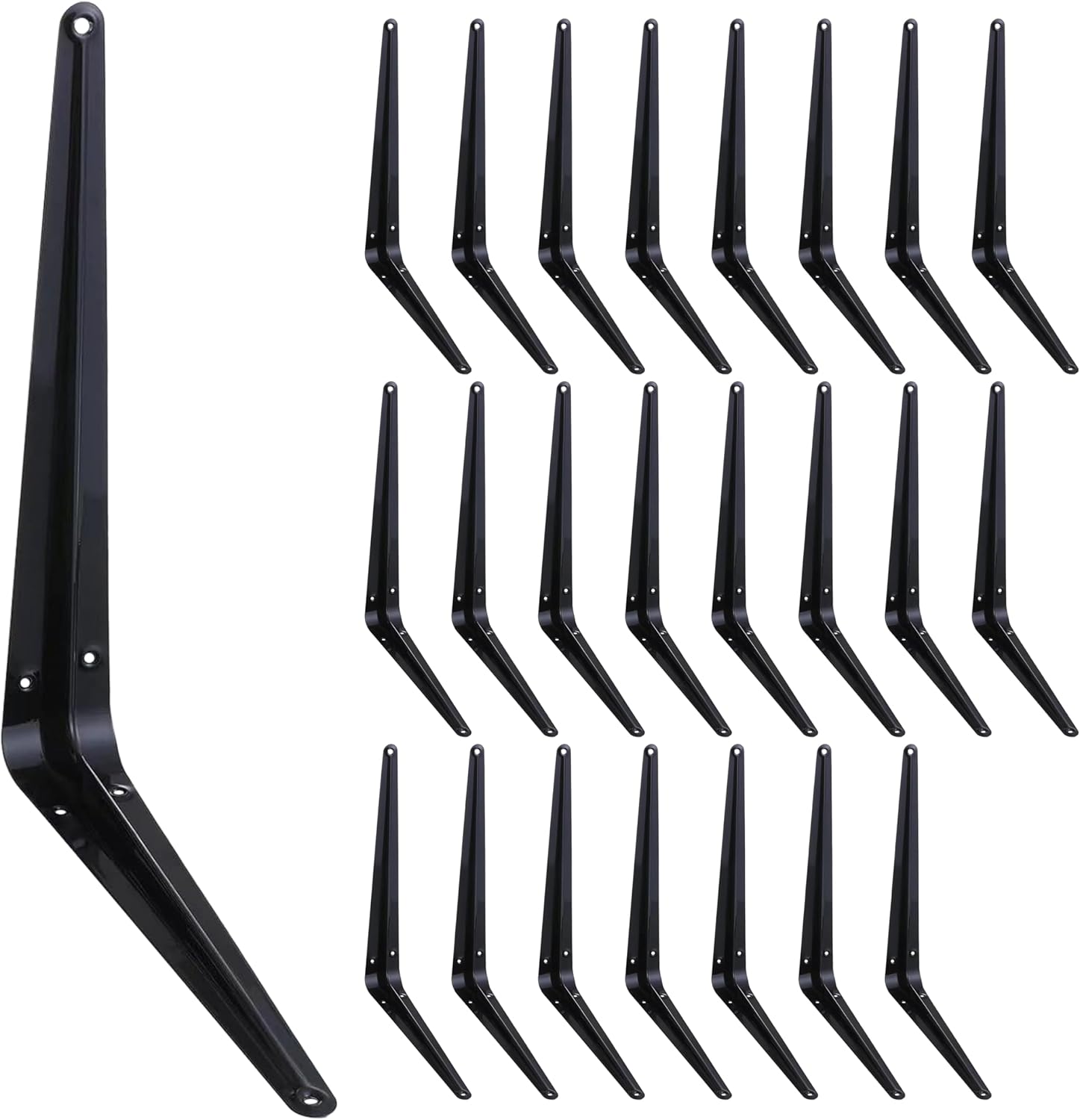 ELSKER&HOME 24 Pack Shelf Brackets 12 Inch, Floating Shelf Bracket for Wood, Black Metal L Bracket for Shelves Support, Wall Mount Corner Brace