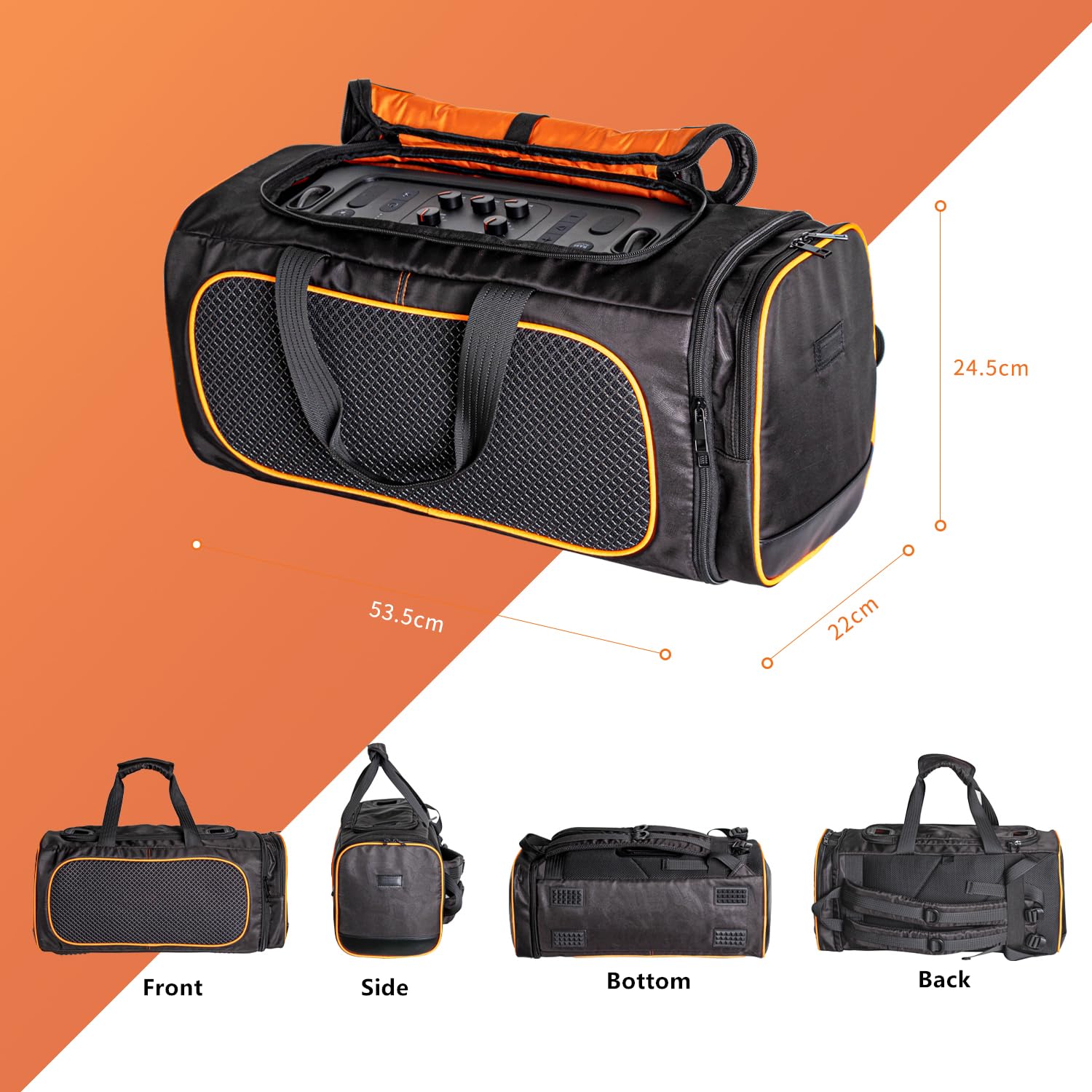 Futerał Etui Torba Transportowa Wytrzymały Pokrowiec Plecak na Ramię do JBL PartyBox On-The-Go/On-The-Go Essential Głośnik Bluetooth,Czarny