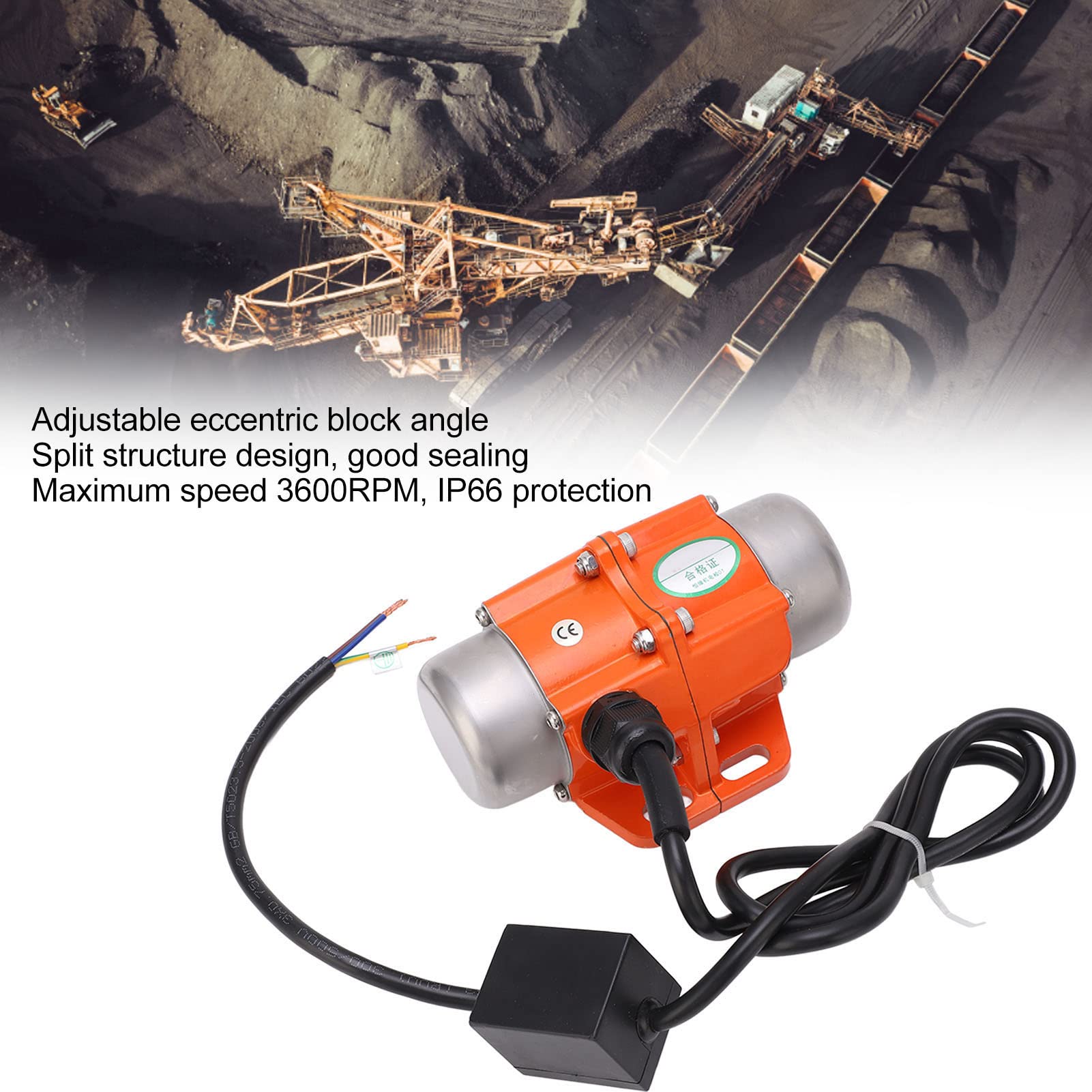 220V 3000 rpm Motor de vibración ajustable Motor asíncrono IP66 impermeable (40W)