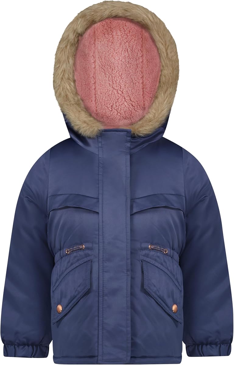 Girls Heavyweight Faux Fur Hooded Parka Warm Winter Coat