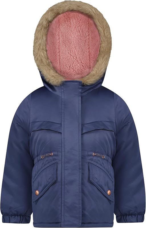 Girls Heavyweight Faux Fur Hooded Parka Warm Winter Coat