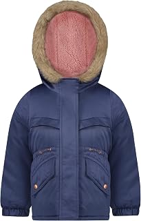 Girls Heavyweight Faux Fur Hooded Parka Warm Winter Coat