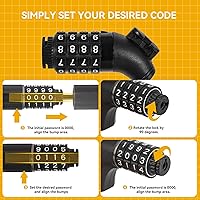 Vista 5 de Candado para Scooter Eléctrico, Candados de Cable de Combinación para Bicicleta Compatible con Xiaomi M365/Max/GXL/Ninebot/Segway/Motor/Candado