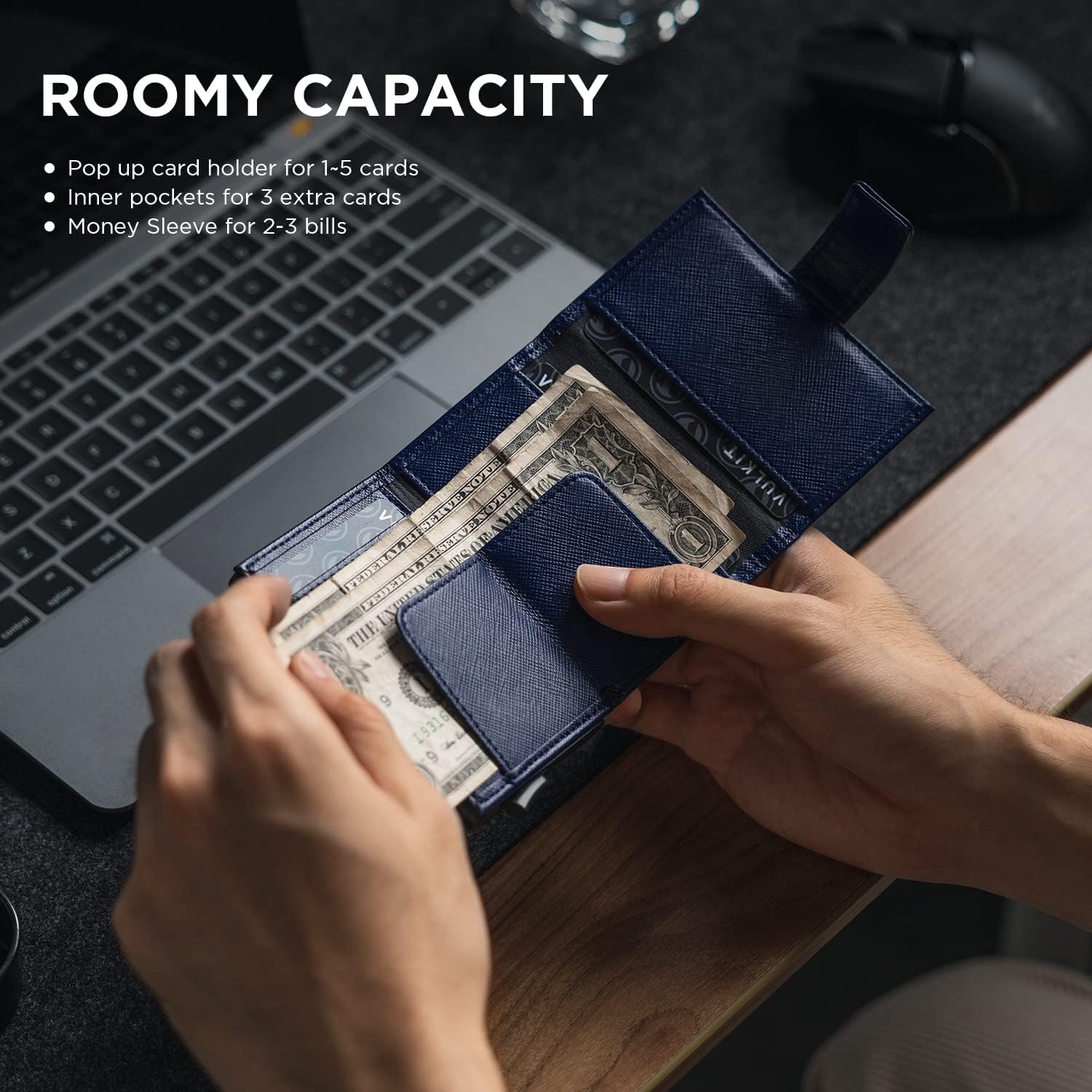 VULKIT Creditcardhouder RFID Blokkeren Pop Up Lederen Slanke