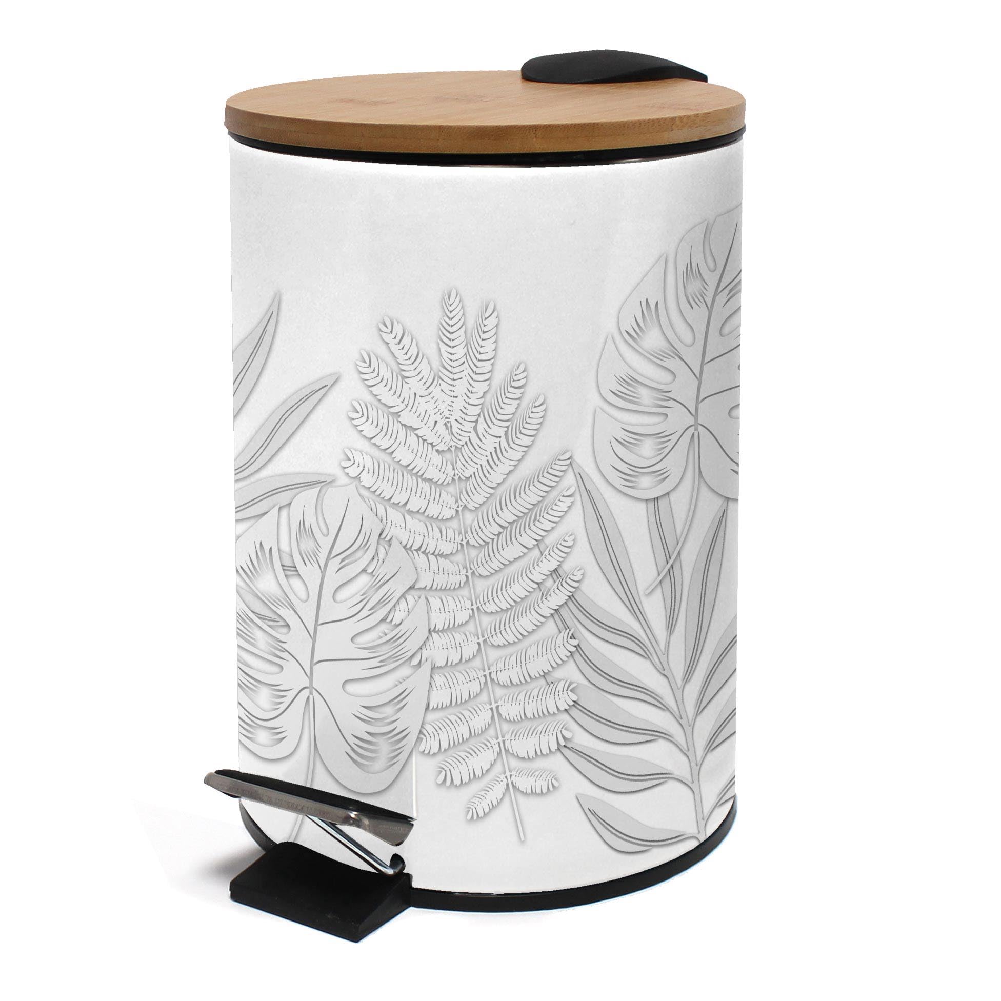 Douceur D'intérieur Amber Pedal Bin (3 L) Printed Metal And Bamboo