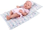 Rakki Dolli 2-PC Ensemble Doll Liding avec confort et oreiller, Reversible Print Doll Bedding Accessoires, convient aux poupées de fille américaine