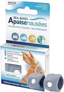 Sea-Band ApaiseNausées - Bracelets d’Acupression Anti-Nausées Adulte x2 - Gris - Soulagement Naturel Mal des Transports, Grossesse, Post-Opératoire