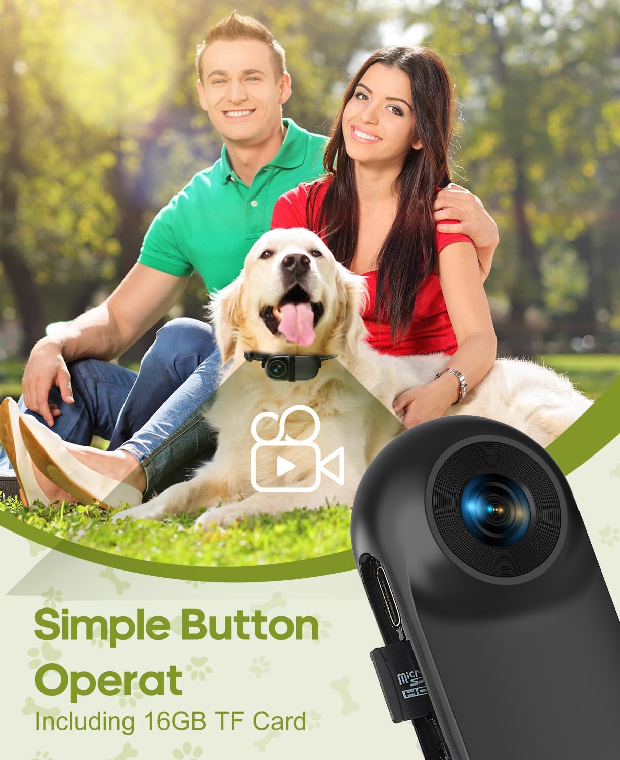 Cat Camera Collar with Video Recording,with 16G SD Card 1080p HD Mini Action Sport Cam,All Activities Pet Camera Stuff,Outdoor/Inoor Wireless Birthday Gift Black