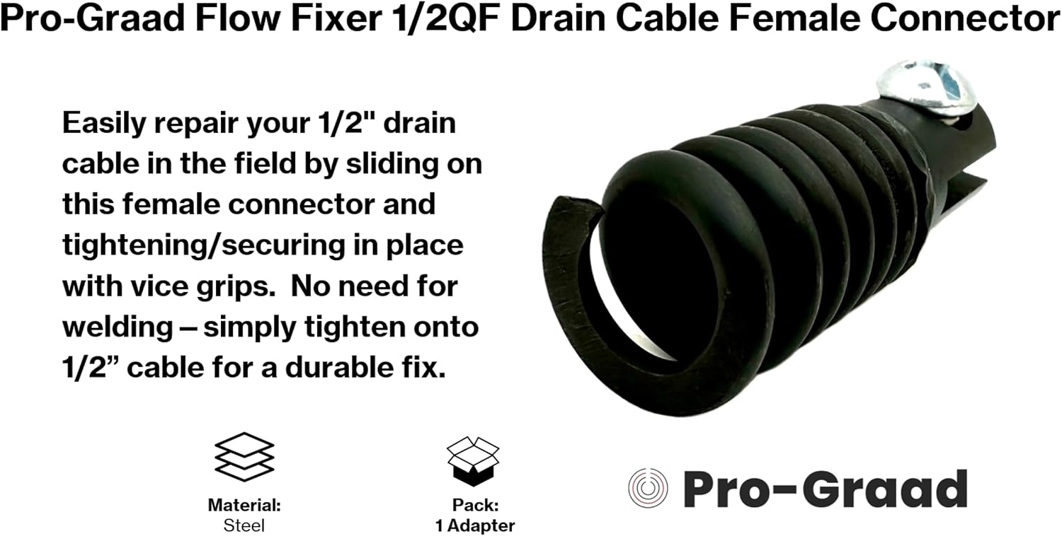 Flow Fixer 1/2QF 1/2" Quick-Fix Cable Female Slotted Repair End | Quick Fix Female Slotted Connector for Broken Drain Cleaning Machine Cables | Fits All 1/2” O.D. Drain Cables