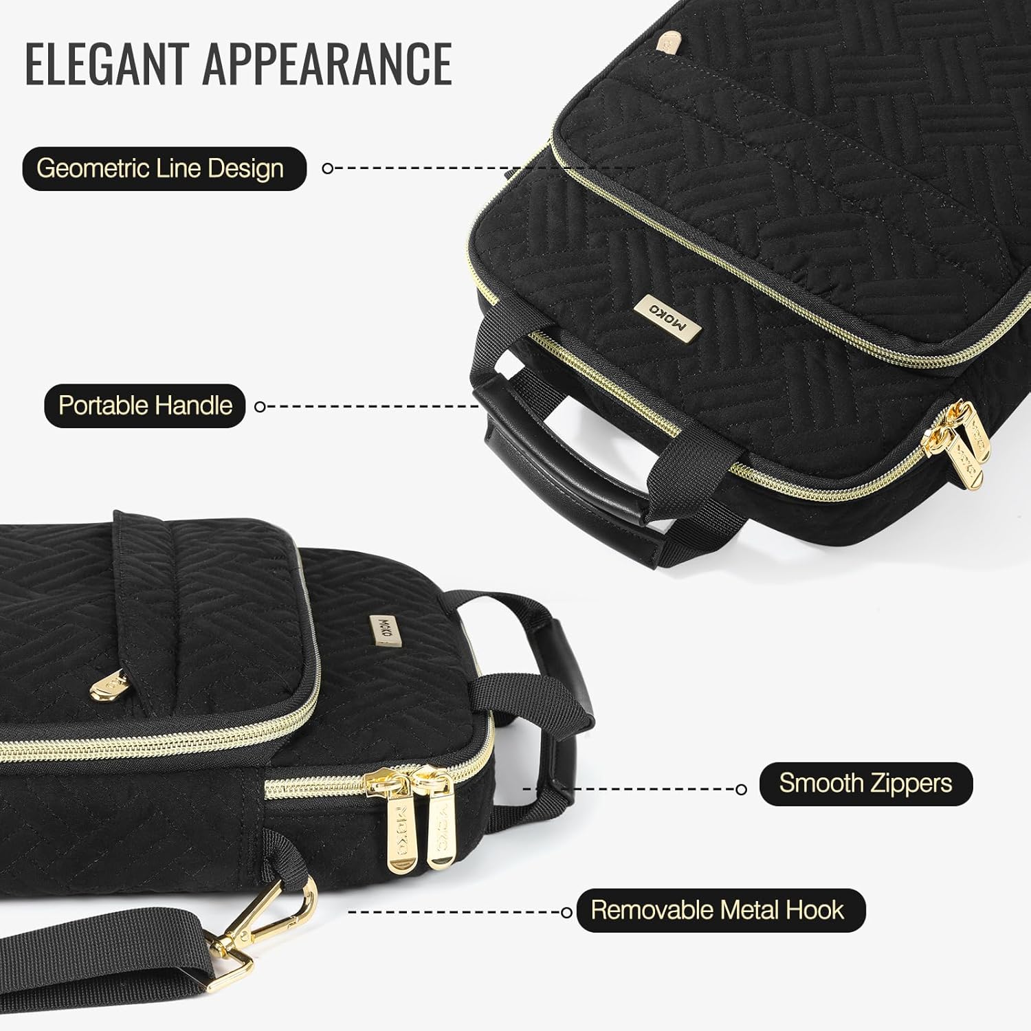 MoKo 12.9 Inch Puffer Tablet Sleeve Bag for 13" New iPad Pro M4 & Air M2 2024, iPad Pro 12.9" M2&M1, Galaxy Tab S8/S9 Plus 12.4", 360° Edge Protection Puffy Bag with Handle & Shoulder Strap, Black - Image 6