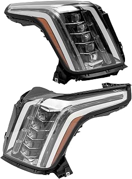 Front Headlights Assembly Left+Right Side for 2015-2020 Cadillac Escalade ESV w/LED DRL Projector Driver & Passenger Head Lights Direct Replacement Headlamps Assy Set A Pair Headlights