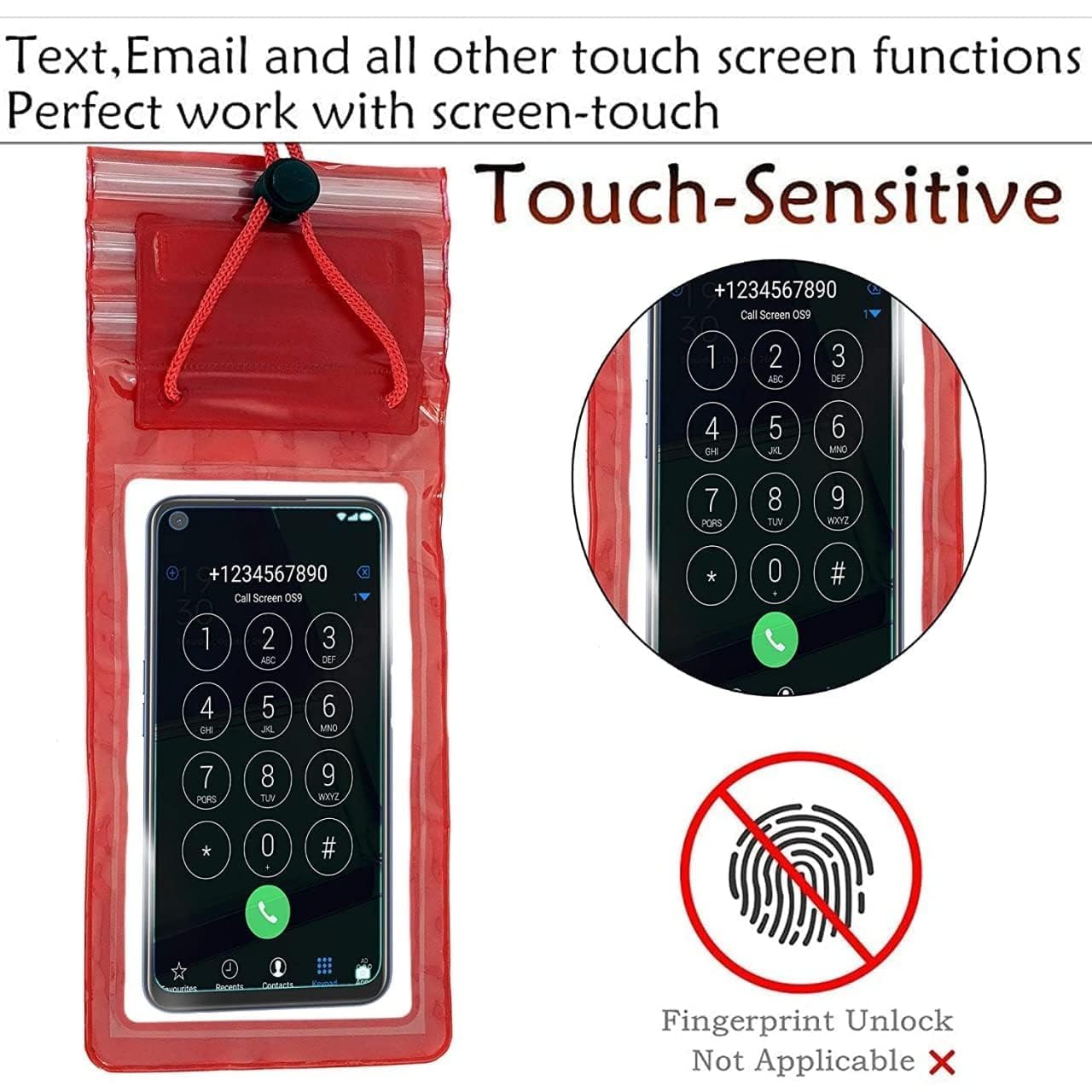 Waterproof Mobile Pouch with Clip Lock & Hanging Strap | Universal Rainproof Phone Cover for Smartphones up to 7 Inches, Touch Compatible Protective Phone Case for Travel, Beach & Outdoor Use (Multicolor) - Image 2