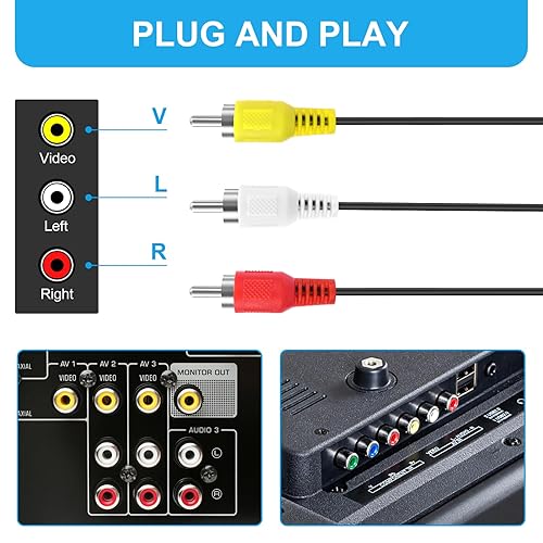 Vista 4 de Auhsuxo Cable AV N64, cable compuesto AV de audio y video compatible con Nintendo 64 N64, Gamecube GC, Super Nintendo SNES TV Game, 1.8M6FT