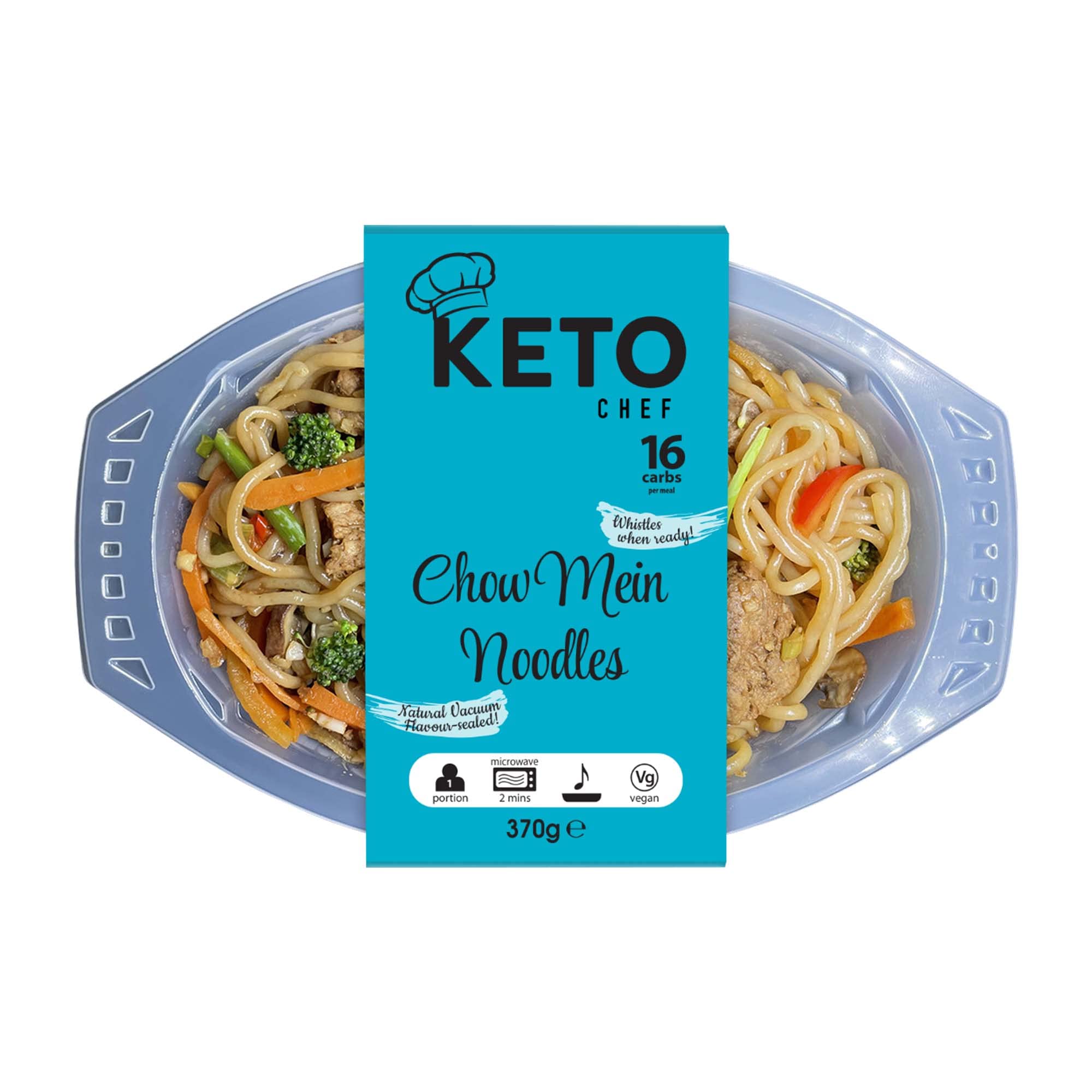 Keto ChefChow Mein Noodles - Free-From, Suitable for Vegan & Low Calorie, High in Protein, Instant Lo Mein Chilled Meals, Contains Zero Sugar, Microwavable Meal | Ready to Eat 370g(Pack of 4)