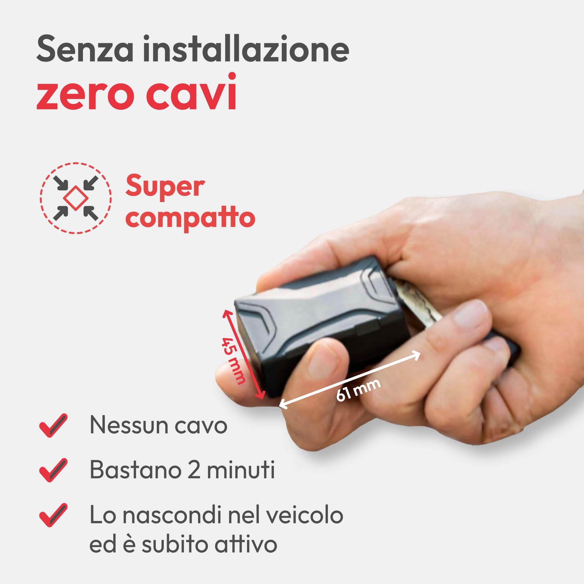 Trackting SMART V3 Europa - Antifurto GPS localizzatore per Auto e Moto - SIM integrata Senza Canone LTE-M/Edge - No cavi - Batteria record - Telefonata Allarme