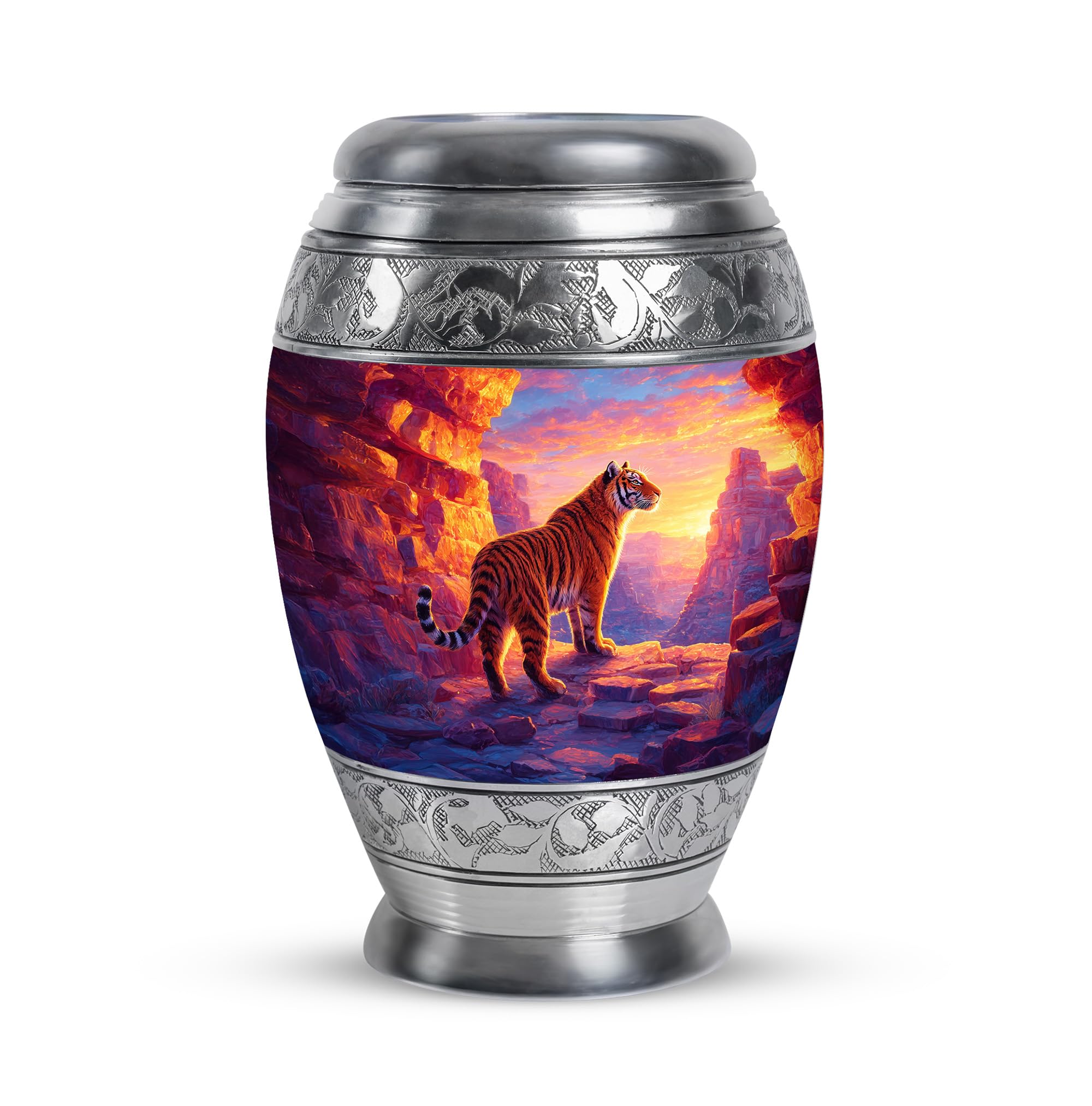 Tiger Funeral Urn for Human Ashes, Unique and Decorative Urns for Male and Female, Small Keepsake Urn for Humans Ash, Memorial Gifts for Family, 3 Inch Mini Keepsakes Urns, Blue and Orange