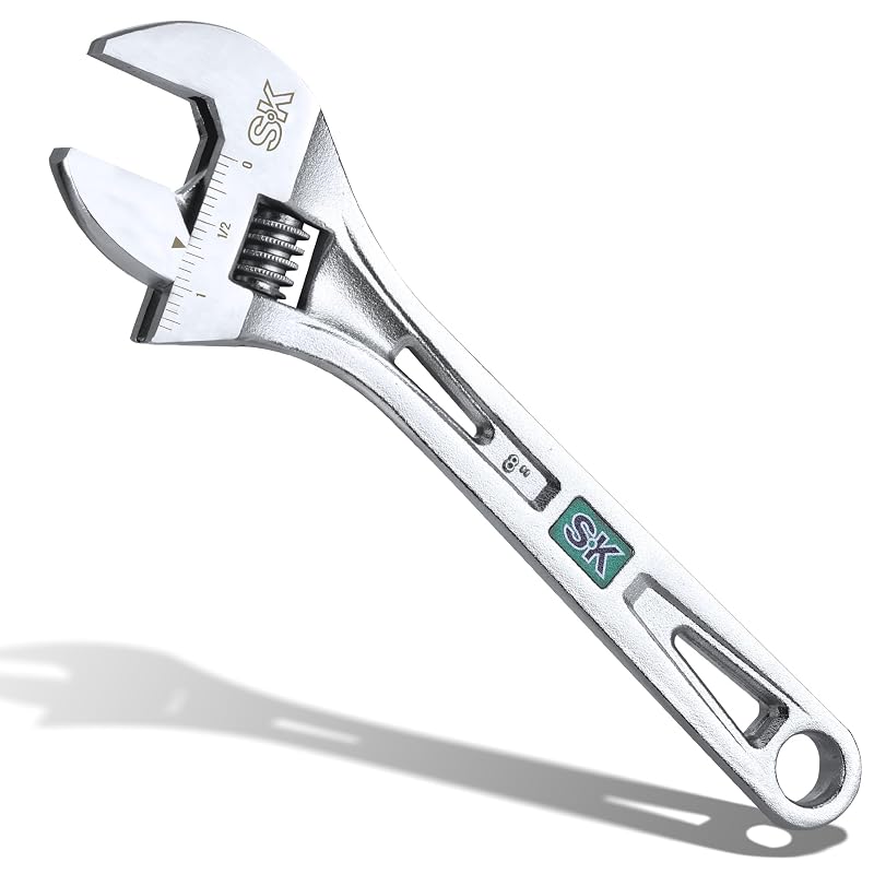 Chave Ajustável SK de 20,3 cm com Abertura de Mandíbula de 3,2 cm e Escalas SAE e Métrica