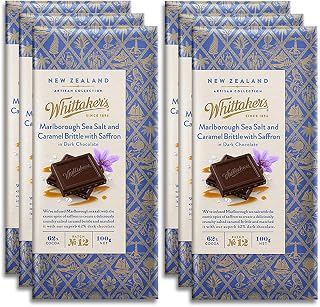 Marlborough Sea Salt and Caramel Brittle with Saffron Chocolate 100g (Pack of 6) （Made in New Zealand）
