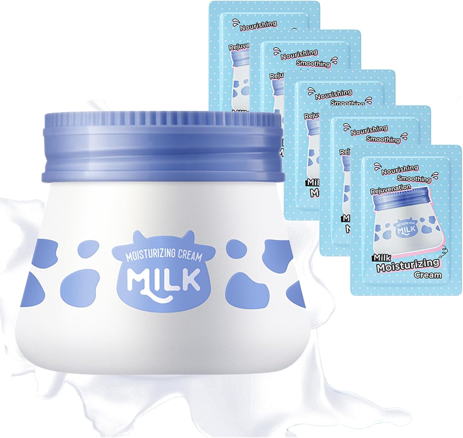 Milk Face Moisturizer For Women, Natural Milk Moisturising Cream, Milk Hydrating Moisturizing Cream, Anti Aging Face Cream, Face Moisturizer for Nourishing, Smoothing & Hydrating(1PCS+5Bags)