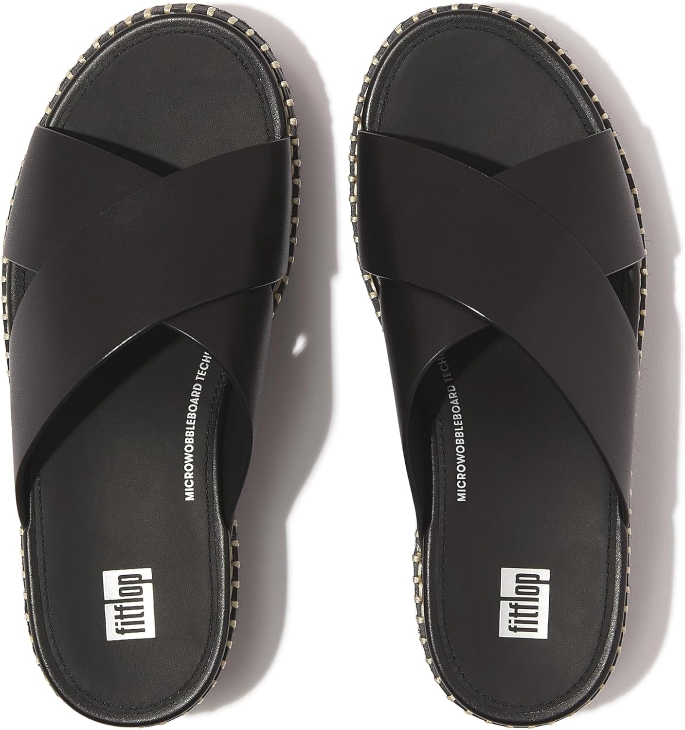 FitFlop Women's Eloise Espadrille Leather Wedge Cross Slides Sandal