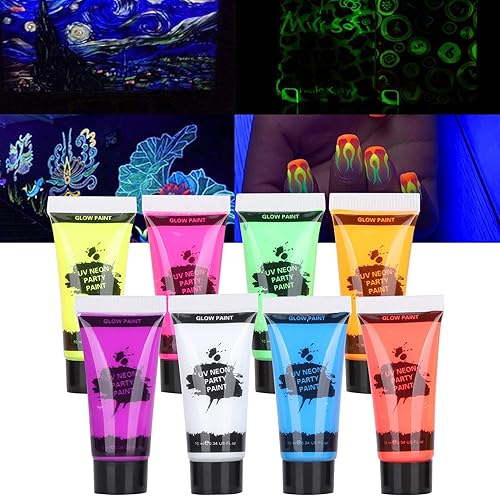 Tyenaza Body Paint Set Blacklight Face and Body Paint Makeup Fluorescent Body Face Paints,UV Neon Face Body Paint
