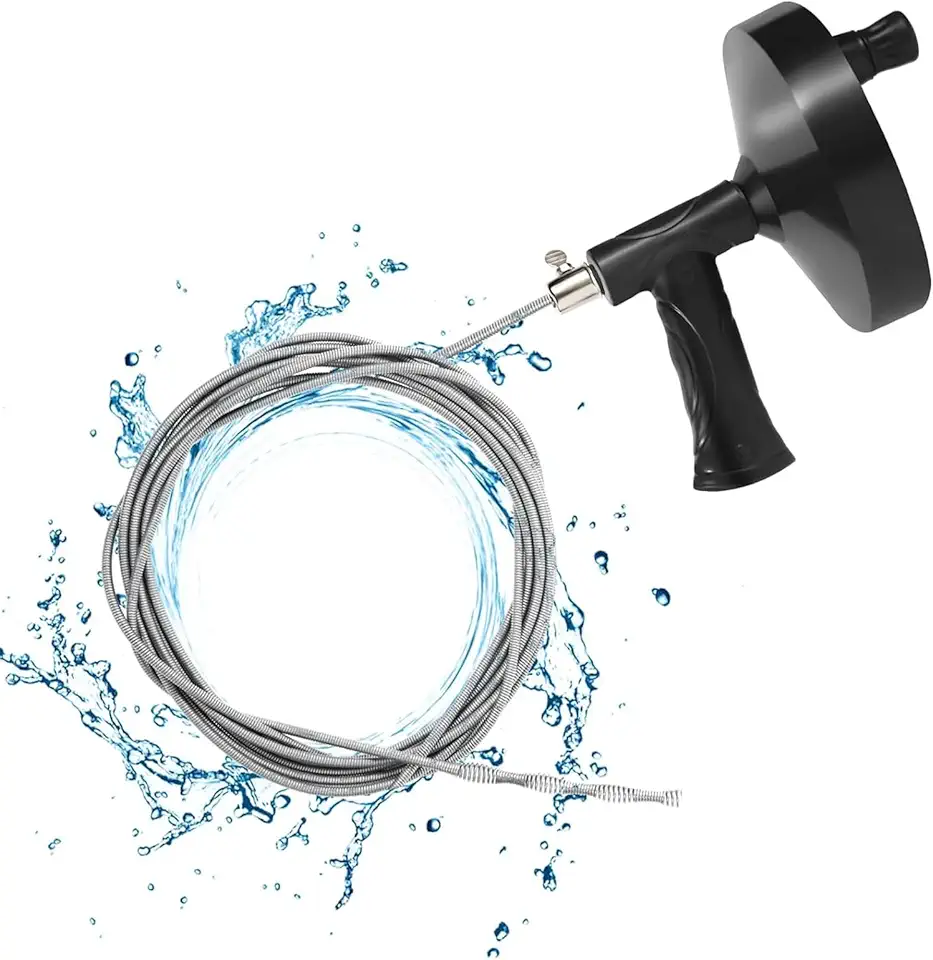 Drain Snake Drill,Drain Auger,33 ft. Drain Drill Drain Clog Removal Tool for Bathtub Drain, Bathroom Sink, Kitchen Cleaning (Black)