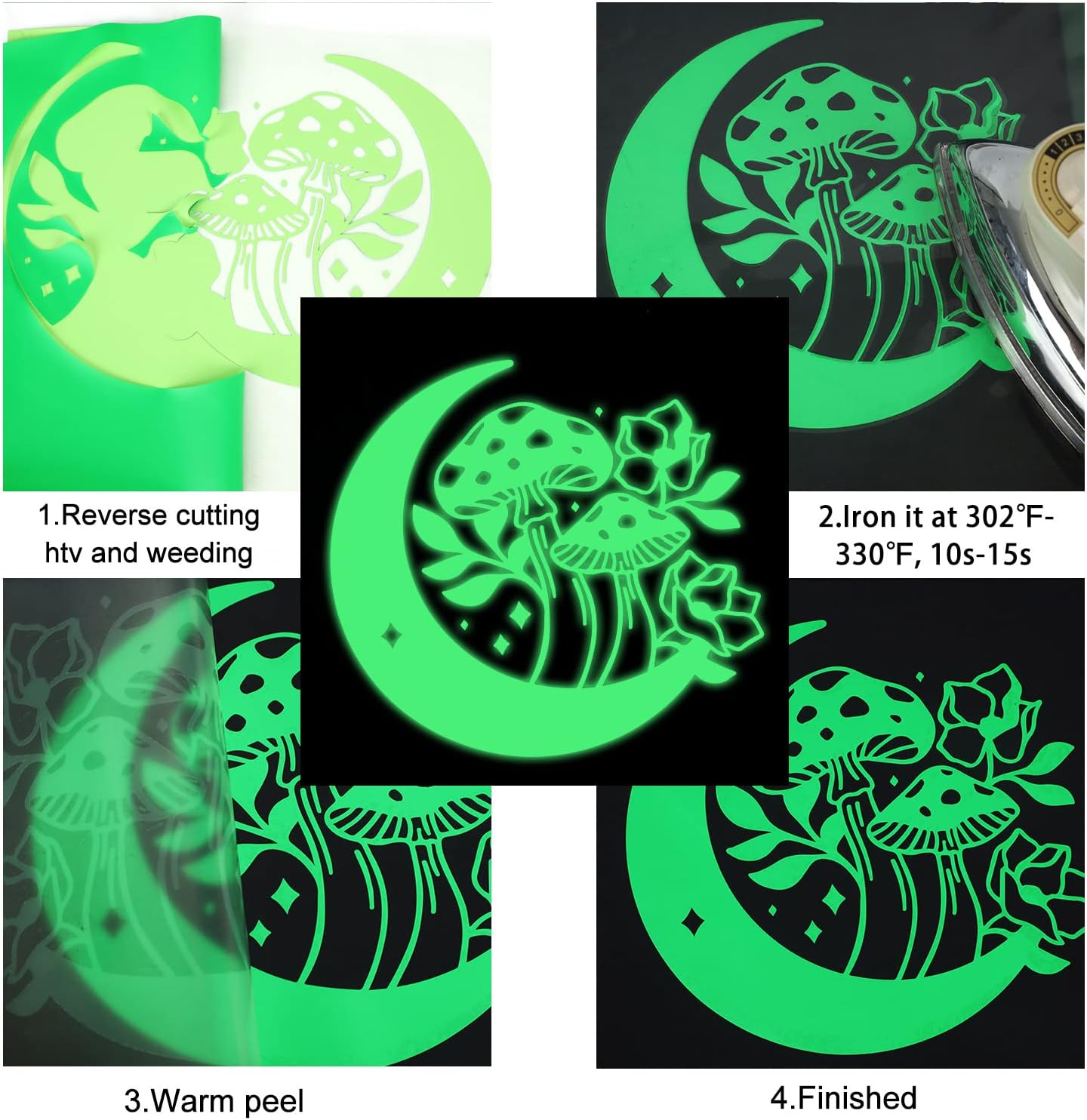 FUNKAKA Glow in The Dark Heat Transfer Vinyl Roll, Fruit Green 12" x 10ft image 5
