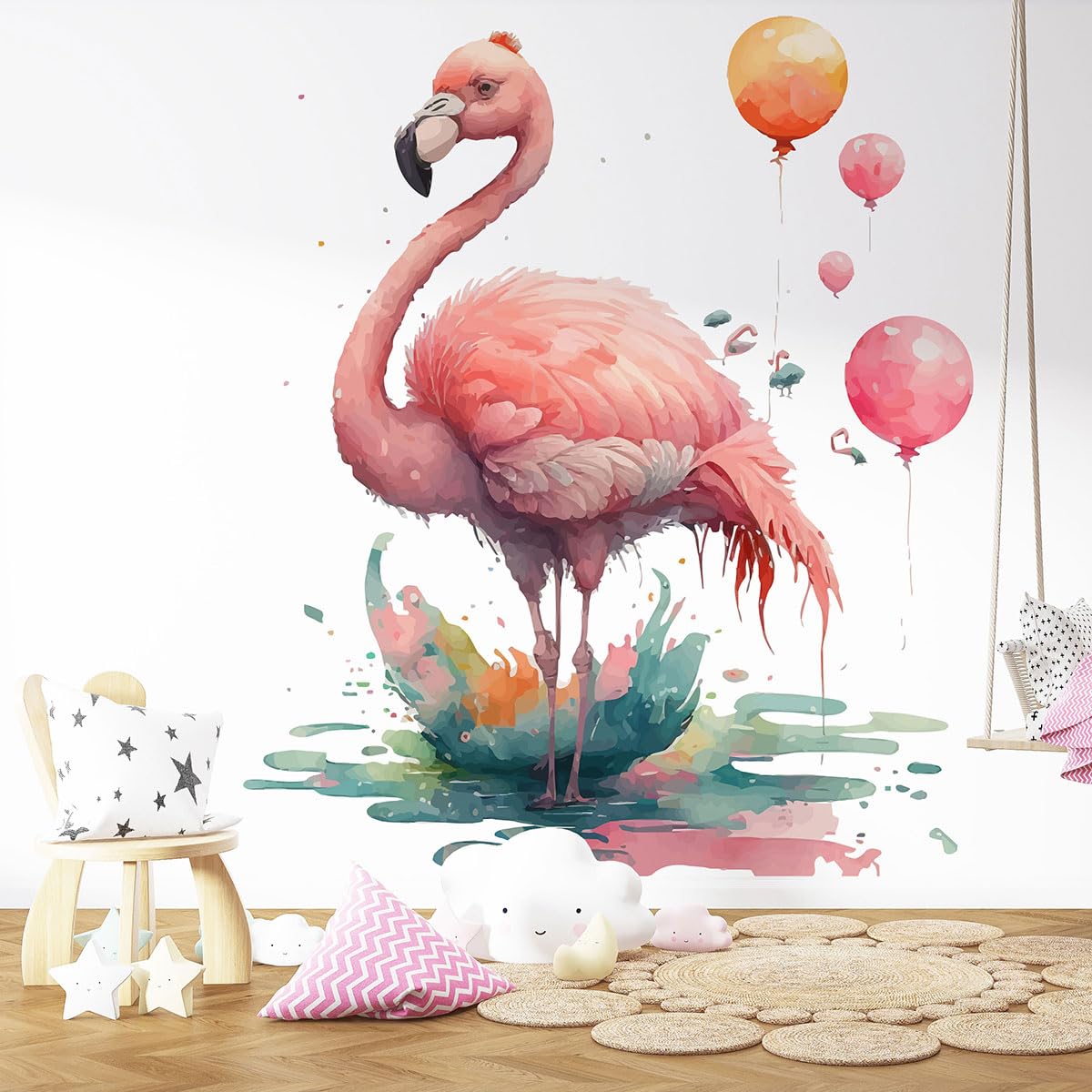Fototapete Panorama Kinder - Flamingo Luftballons 3617680684405 - Breite 195 cm x Höhe 125 cm