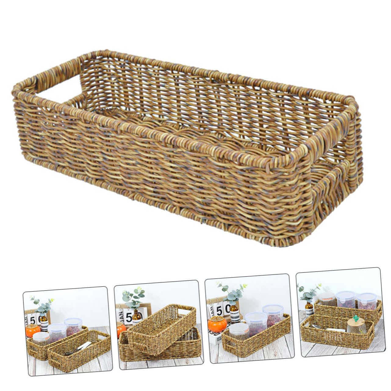 Cabilock 3 Unidades De Tarros De Condimentos Caja De Almacenamiento Escurridor De Platos Estante Para Dormitorio Cesta Contenedores Básculas Cocina Tejido Cajón Tapa