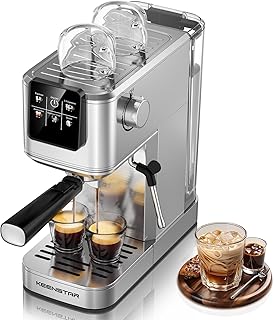 KEENSTAR 20Bar Espresso Machine with Rapid Cold Brew, Hot & Iced Coffee Makers, Stainless Steel Espresso Maker with Milk Frother Steam Wand, Touch Screen with Water Tank for Latte, Cappuccino, Gift