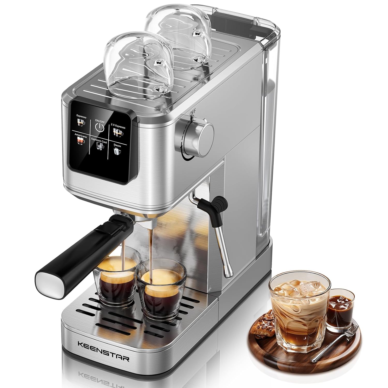 KEENSTAR 20Bar Espresso Machine with Rapid Cold Brew Hot Iced Coffee Makers Stainless Steel Espresso Maker with Milk