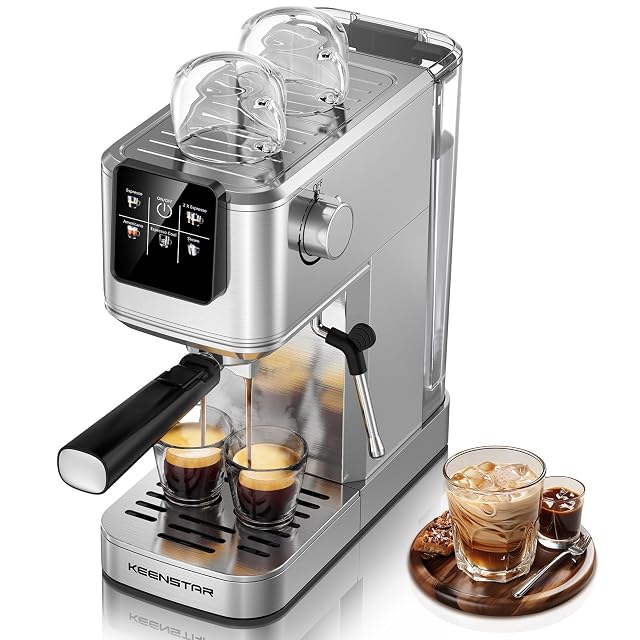 KEENSTAR 20Bar Espresso Machine with Rapid Cold Brew Hot Iced Coffee Makers Stainless Steel Espresso Maker with Milk