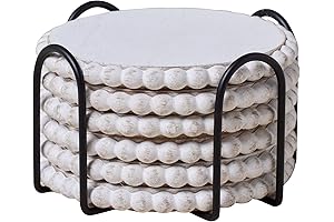 GENMOUS Farmhouse Wooden Bead Coasters: Rustic Charm for Modern House Decor