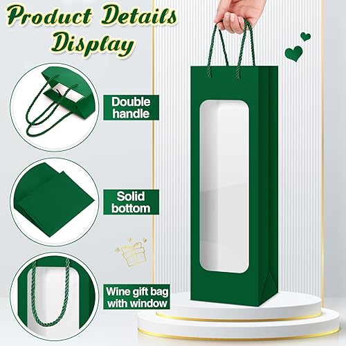 Miniatura 46 de Tioncy 24 bolsas de regalo de botella de vino individual de Navidad, bolsas de champán para bodas a granel con ventana transparente, cajas Negro