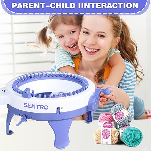 Miniatura 2 de SENTRO Máquinas de tejer, máquina de telar de 48 agujas con contador de filas y fabricante de pompones, máquinas giratorias redondas de tejido