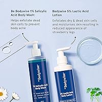 Vista 2 de Metrol Be Bodywise - Gel de baño con ácido salicílico al 1%, 12.7 fl oz con esponja vegetal y loción de ácido láctico al 5% de 6.8 fl oz