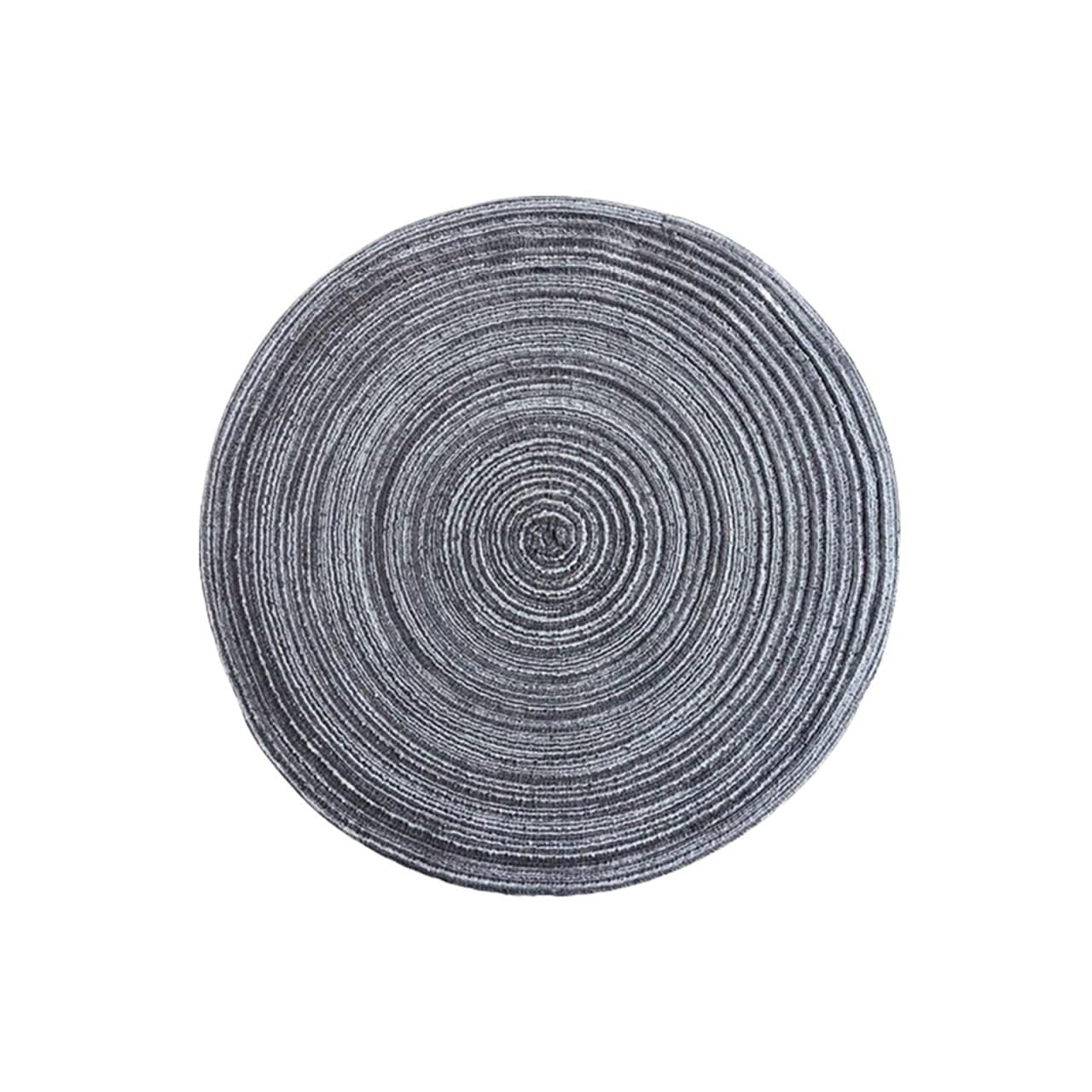 2 stücke Baumwolle Garn Abendessen Tischset Runde Ramie Woven Tasse Matte Wärmedämmung Platte Anti-verbrühungen Nicht-Slip Coaster für Esstisch und Küchentisch(Black Grey,30cm)