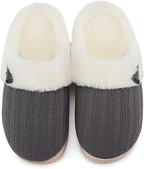 NineCiFun Women's Slip on Fuzzy Slippers Memory Foam House Slippers Outdoor Indoor Warm Plush Bedroom Shoes Scuff with Faux Fur Lining