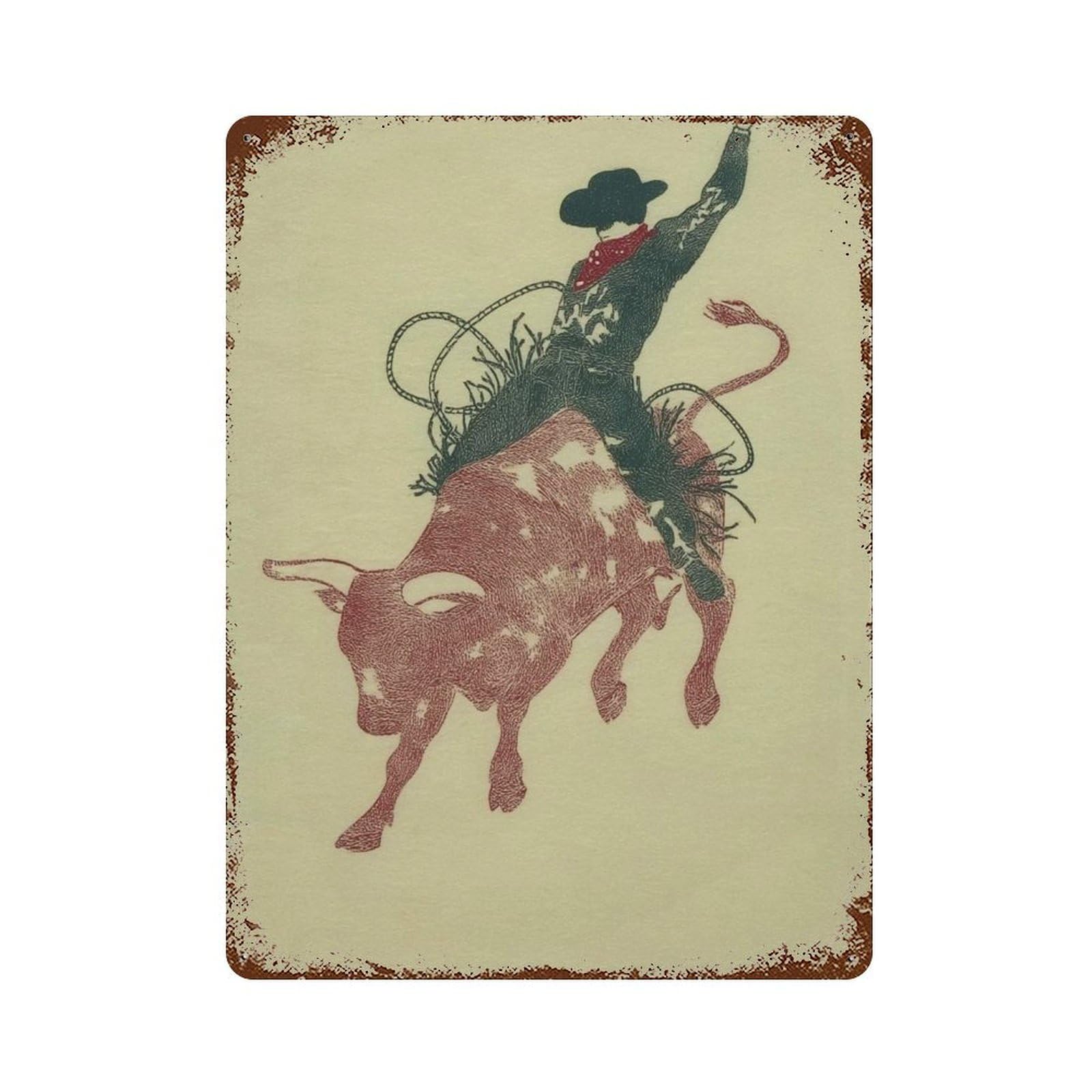 xiaoxiaoshen Rodeo Cowboy Bull Riding Western Country Rustic Americana Wild West Wall Decor Art Metal Tin Poster Modern Home Decor Art Home Bar Shop Decorations Vintage Sign 40x30cm