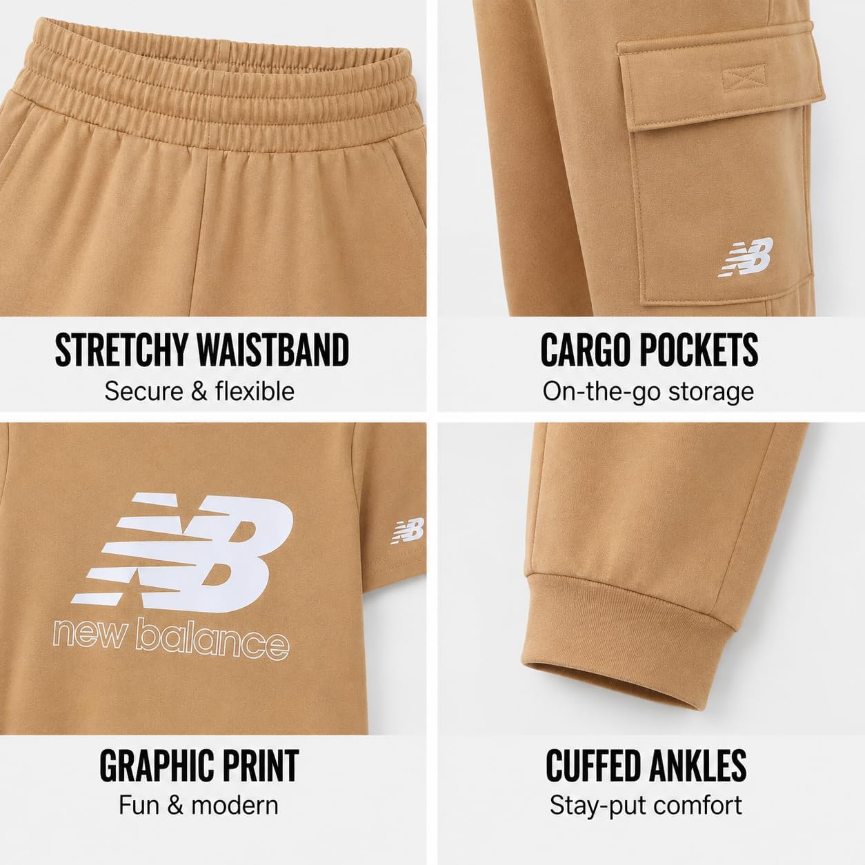 New Balance Boys 2 Piece Graphic Tee & Athletic Jogger Pants Set, Youth Kid