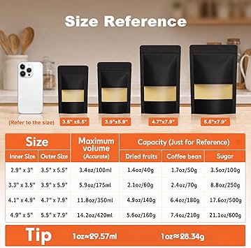 FireKylin 100 Pcs Resealable Bags, Paper Stand Up Pouches Bags with Matte Window for Small Businness, Zipper & Heat Sealable Treat Bags for Packaging(Inner Size 2.9 x 3; Outer Size 3.5 x 5.5)