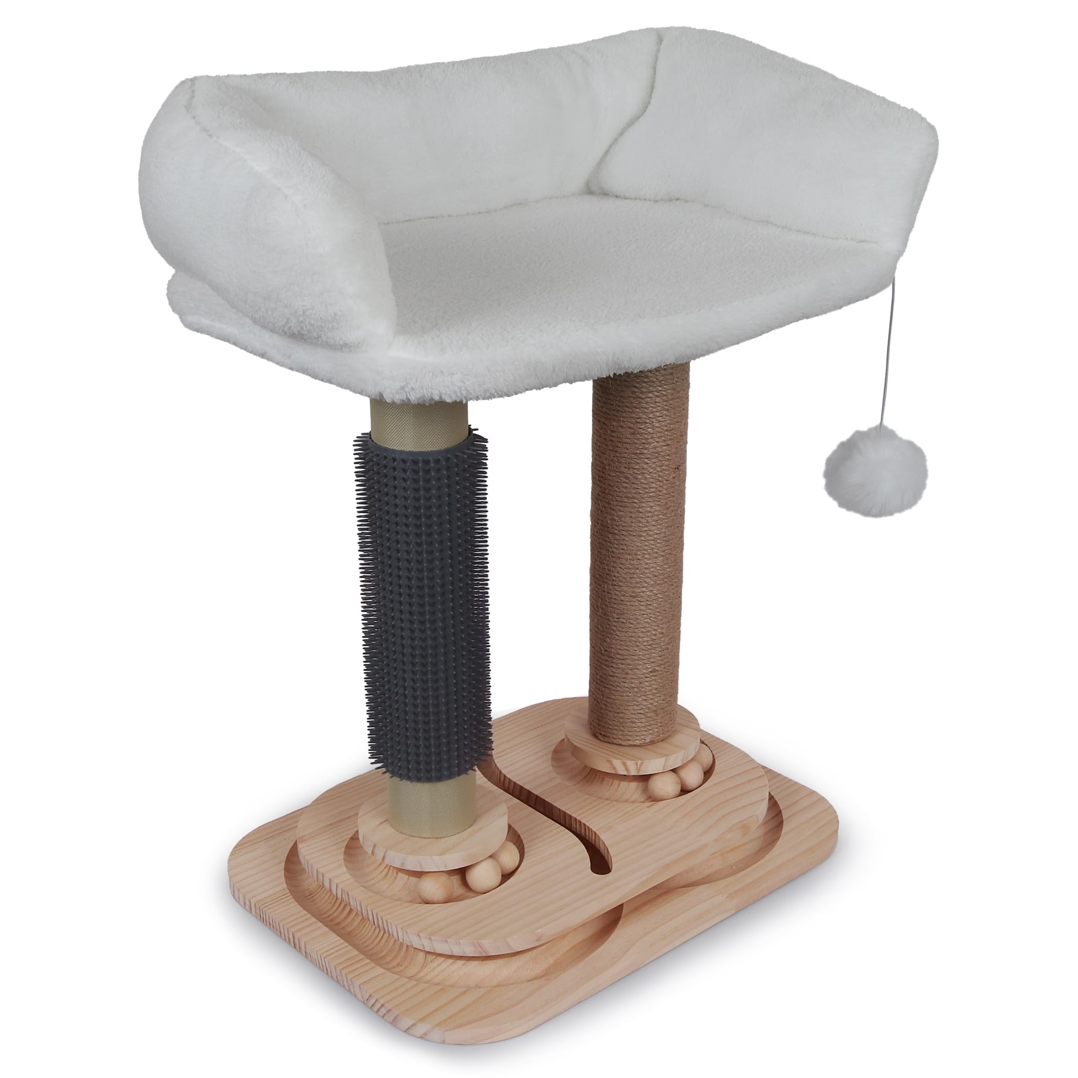 rascador Gato, rascador para Gatos, árbol para Gatos, Cama Gato, con Juguete Colgante y Cama, con Poste sisal, Base Antideslizante de Madera, Multifuncional Juego, Descanso y Cuidado