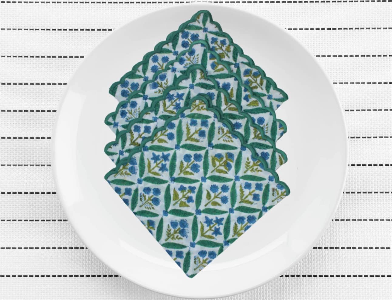 Ridhi Forest Green Cloth Napkins 100 Pure Cotton Farmhouse