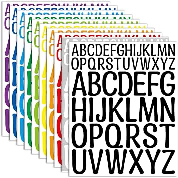 10 Sheets Colored Letter Stickers, 2+1 Inch Large Vinyl Self Adhesive | Stick On Letters Capital Alphabet Sticker for Crafts Outdoor Sign Wall Mailbox Windows Doors Car Poster Board